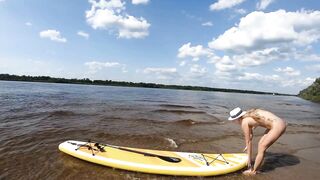 Big-Ass Blonde's Naked Walk on a Paddleboard