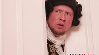 Busty trans princess Aubrey Kate sucked off and anal reamed