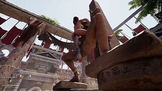 The ancient statue woke up and began to pound Lara in all her holes, filling her with sperm. 3D Hentai Game