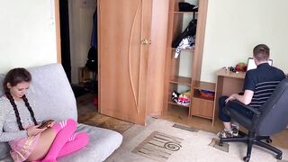 Hot Girl Fucked While Amateur Cuckold Sees Movie