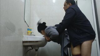 Friends wife fucked hard in washroom