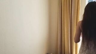 Public Pussy Tanning - No Panties Hotel Balcony Show