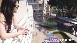 Public Pussy Tanning - No Panties Hotel Balcony Show