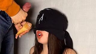 ICE CREAM GAME. Step Sis getting a Huge CUMSHOT on her Face during the Taste Game