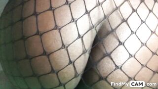 Oiled Ebony Ass Dildo Riding in Public