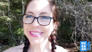 Outdoor BDSM Solo in Black Dress with Nipple Clamps and Buttplug