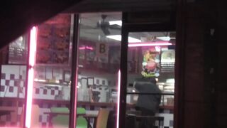 Ebony babe slut picked in front of the store for the fuck