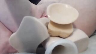 Triple Penetration with Toys on Webcam