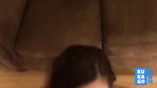 Big-titted brunette MILF loves sucking her man's big cock