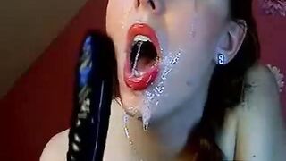 Big Dildo Blowjob by Aurelie on Webcam
