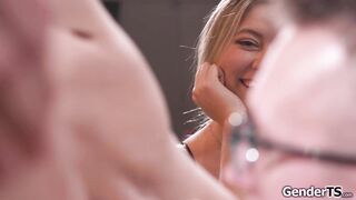 Busty tgirl Ariel Demure sucks n anal fucks guy ifo his wife