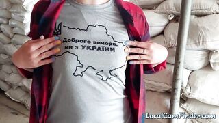 Kinky petite girl plays with her nipples outdoors.