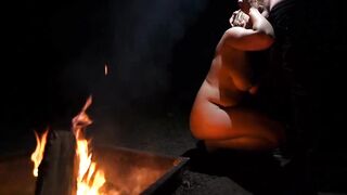 Big-Titted Blonde Blows Cock at Camp