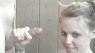 Old Man's Cum Covers Young Girl's Face