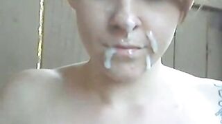 Old Man's Cum Covers Young Girl's Face