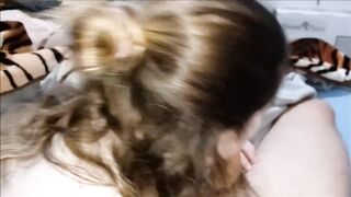 Accidental Huge Cumshot in Blonde Babe's Mouth