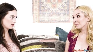 Stepmom teaches teen stepdaughter how to masturbate and lick