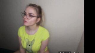 Blonde Teen's Rough Blowjob with a Facial Ending