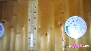 Russian Amateur Couple's Sauna Blowjob