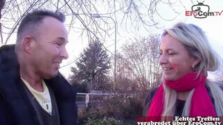 German blonde housewife approached on the street for sex