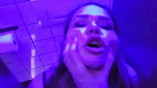 Big-Titted Amateur Teen Gives a POV Blowjob in a Nightclub Toilet