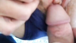 Hairy pussy girl gets fucked and filled with cum