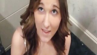 Famous 19-year-old amateur with big natural tits gives a blowjob.