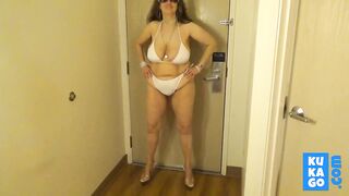 Tinja, a Busty Amateur Mature in a Tiny Bikini