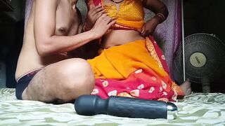 Desi husband fucked wife by putting sex machine in her pussy