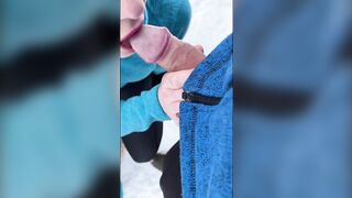 Public Blowjob on a Walking Trail with a Busty Amateur Teen