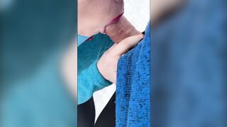 Public Blowjob on a Walking Trail with a Busty Amateur Teen