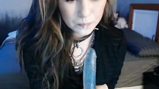 Webcam Girl Plays with Dildo Deep in Her Throat