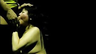 Chubby Asian MILF Gets Facial Outdoors