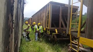 The workers worked hard today. They invited their friend for an orgy at lunchtime, and dessert consisted of lots of milk on their butts and in the middle of the train tracks and wagons. Part I (Teaser)
