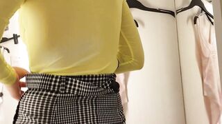 Blonde Teen's Public Undressing in a Store - Amateur Solo Webcam Show