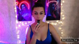 Very cute slim teen babe with hot natural big boobs