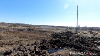 Naked Blonde Russian Teen Walks on the Farm