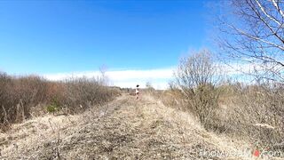 Naked Blonde Russian Teen Walks on the Farm