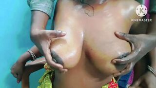 Step Son Gave a Nice Oil Massage and Sucking Boob with Honey of Her Step Mom - Full Tamil Audio with Lustful Video