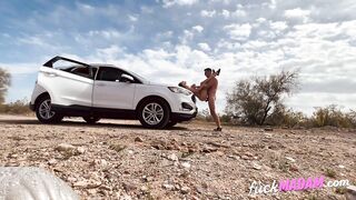 Risky Public Sex in the Desert with a Busty Blonde Amateur