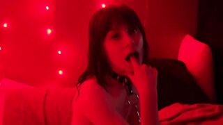 Leashed Babe Services a Huge Cock with Skill