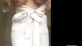 Latina with Big Natural Tits in a Robe