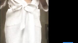 Latina with Big Natural Tits in a Robe