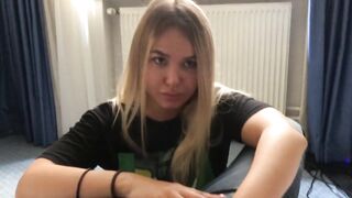 Blonde Babe Gives Sloppy Blowjob and Swallows Cum