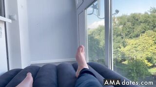 Blonde Russian babe sucks my big dick like a pro