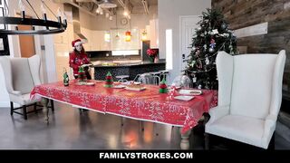 Teen and Busty Stepmom Fucked on Christmas Holiday