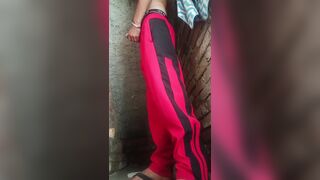 The native boy drained the water from his penis