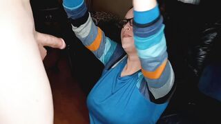 Huge Facial Blast on Glasses - Hot Brunette MILF