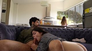 My stepmother gets careless and ends up having rough sex with her boyfriend