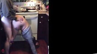 Brunette MILF Amateur Gets Kitchen Doggy-Style Orgasm